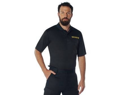 Rothco Moisture Wicking Security Polo Shirt - Black W- Gold Lettering, 3X-Large