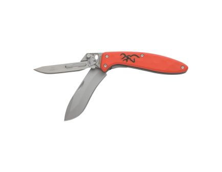 Browning Primal Scalpel 2 Blade Folding Knife Drop Point/Scalpel Blaze Orange - Versatile - 3220462
