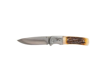 Browning Buckmark Hunter Bone Folder Boxed Knife Drop Point Brown - Durable, Lightweight and Reliable Handle - 3220500B