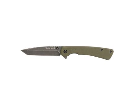 Browning Branded Rock Folder Folding Knife Tanto OD Green - Durable, Lightweight and Reliable Handle - 3220507