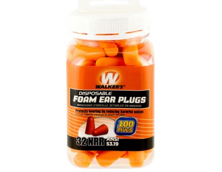 Walkers Game Ear 32 dB Disposable Inside the Ear Plug, Orange, 100/Jar - GWPFP50PK