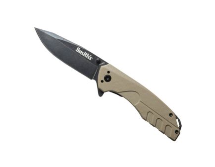 Smiths Products Battleplan Folding Knife Drop Point Desert Tan - Durable, Lightweight and Reliable Handle - 50995