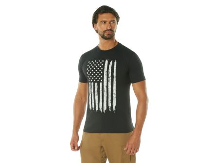 Rothco Distressed Us Flag Athletic Fit T-Shirt - Black, 4X-Large