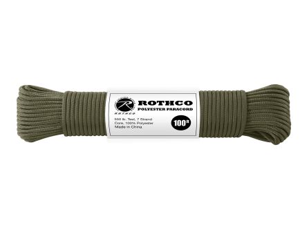 Rothco 550Lb Type III Polyester Paracord - Olive Drab, 100