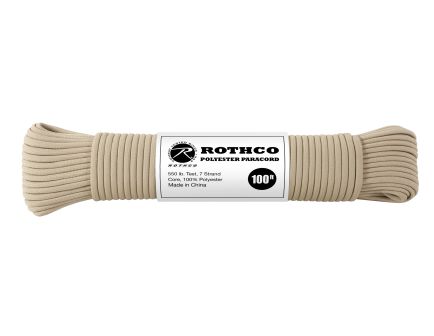 Rothco 550Lb Type III Polyester Paracord - Tan, 100