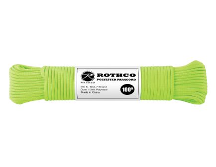 Rothco 550Lb Type III Polyester Paracord - Safety Green, 100