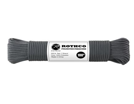 Rothco 550Lb Type III Polyester Paracord - Charcoal Grey, 100