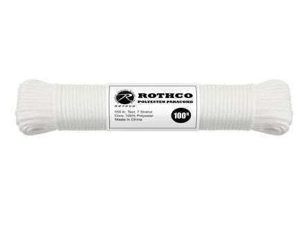 Rothco 550Lb Type III Polyester Paracord - White, 100