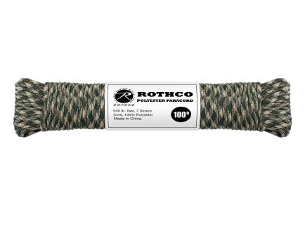 Rothco 550Lb Type III Polyester Paracord - Woodland Camo, 100