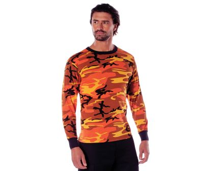 Rothco Long Sleeve Color Camo T-Shirt - Savage Orange Camo, 3X-Large
