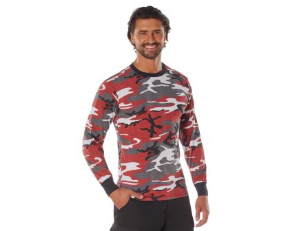 Rothco Long Sleeve Color Camo T-Shirt - Red Camo, Small
