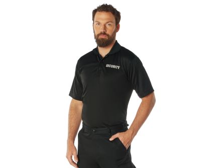 Rothco Moisture Wicking Security Polo Shirt - Black W- White Lettering, 5X-Large