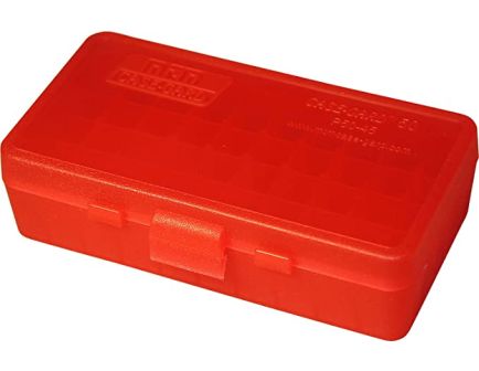 MTM Case-Gard Ammo Box 50 Round Flip Top 40 10 Mm 45 Acp Clear Red-P50-45-29