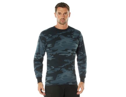 Rothco Long Sleeve Color Camo T-Shirt - Midnight Blue Camo, Small