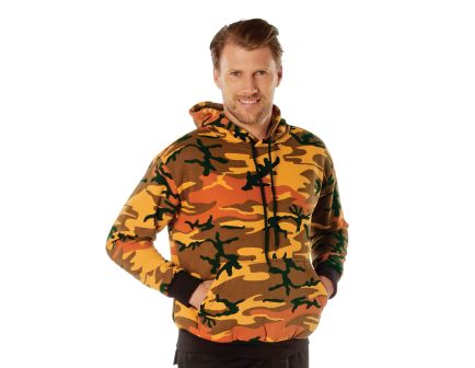 Rothco Camo Pullover Hooded Sweatshirt - Savage Orange Camo, Medium