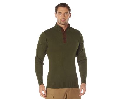 Rothco 3-Button Sweater with Suede Accents