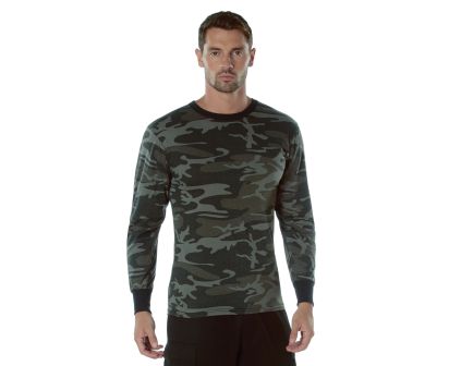 Rothco Long Sleeve Color Camo T-Shirt - Black Camo, 3X-Large