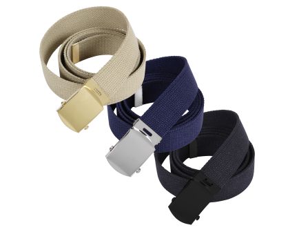 Rothco Web Belts In 3 Pack - Khaki - Navy Blue - Black, 54 In