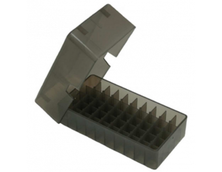 MTM 50rd Slip Top Pistol Box .38/357 - Smoke - E50-38-41