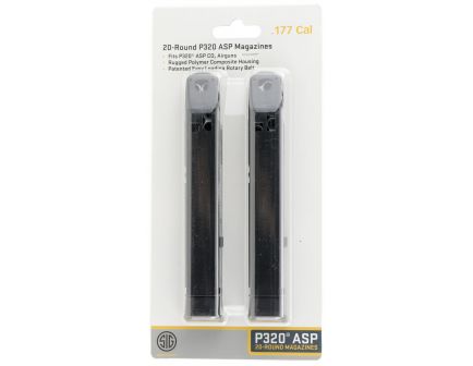 Sig Sauer 20 Round .177 Pellet Sig's P320 Air Pistol Airgun Magazine, Black, 2/pack - AMPC-177-20