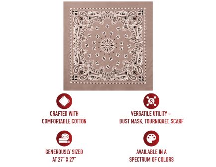 Rothco Trainmen Paisley Bandana Extra-Large - 27 X 27, Khaki
