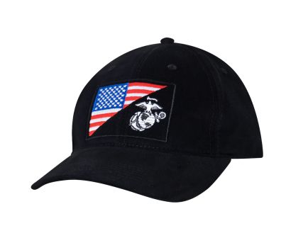 Rothco Usmc Eagle, Globe And Anchor - Us Flag Low Pro Cap, Black