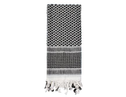 Rothco Lightweight Shemagh Tactical Desert Keffiyeh Scarf - Black - White
