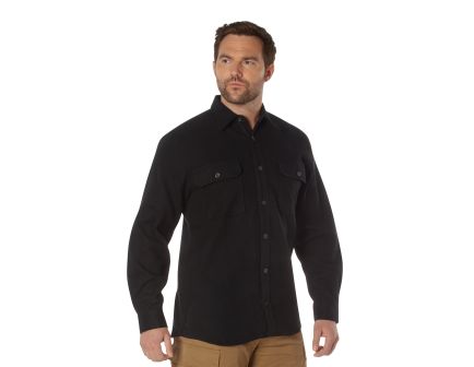 Rothco Heavy Weight Solid Flannel Shirt - Black, X-Large