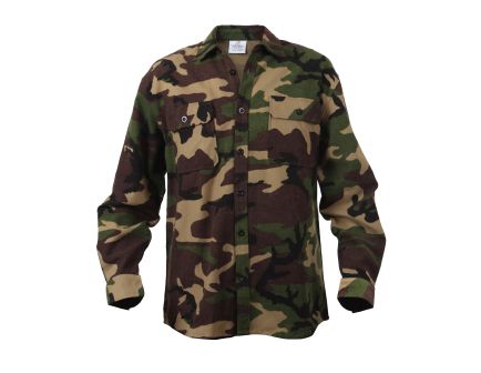 Rothco Extra Heavyweight Camo Flannel Shirts - Woodland Camo, Medium