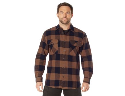 Rothco Extra Heavyweight Buffalo Plaid Flannel Shirt - Brown Plaid, 4X-Large