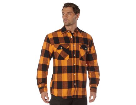Rothco Extra Heavyweight Buffalo Plaid Flannel Shirt - Orange Plaid, 5X-Large