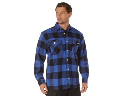 Rothco Extra Heavyweight Buffalo Plaid Flannel Shirt - Blue Plaid, X-Small
