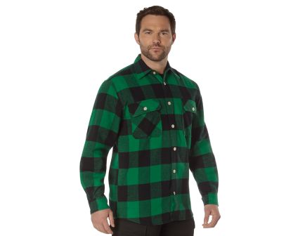 Rothco Extra Heavyweight Buffalo Plaid Flannel Shirt - Green Plaid, 5X-Large