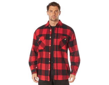 Rothco Extra Heavyweight Buffalo Plaid Flannel Shirt - Red Plaid, X-Small