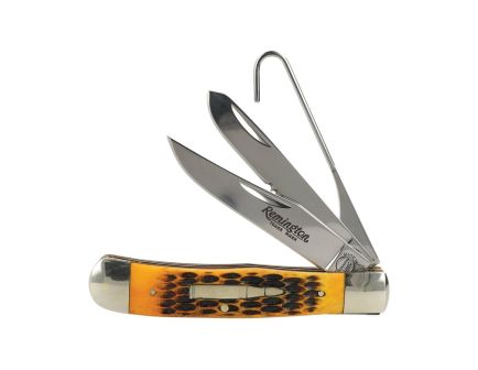 Remington Bullet Waterfowler Folding Knife Clip Point/Gut Hook/Spey Burnt Dark Amber - Versatile - R15696