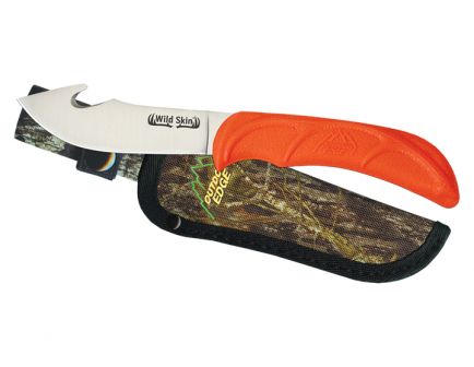 Outdoor Edge Wild-Skin Skinning Knife w/ Gut Hook, Orange Handle 