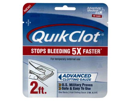 Adventure Medical Kits QuikClot Stop Bleeding White Clotting Gauze, 2ft.