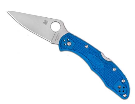 Spyderco Delica 4  Lightweight Flat Ground Plain Edge Knife, Blue - C11FPBL