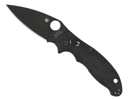 Spyderco Manix 2 G-10 Plain Edge Black Blade Knife, Black - C101GPBBK2