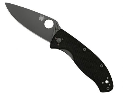 Spyderco Tenacious G-10 Plain Edge Black Blade Knife, Black - C122GBBKP