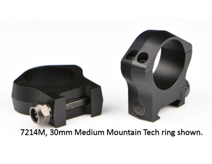 Warne Mountain Tech Ring Set 30mm, Black Hardcoat Anodized - 7214M