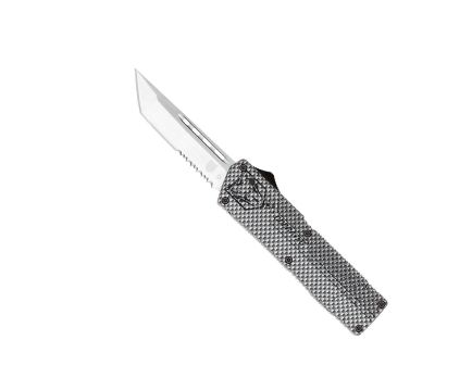CobraTec LCF OTF Drop Point Knife Serrated, Carbon Fiber - CFCTLWDS
