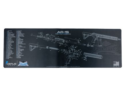 PSA Custom 12"x36" AR15 Rifle Cleaning Mat, Charcoal/Blue - AR15Mat12x36