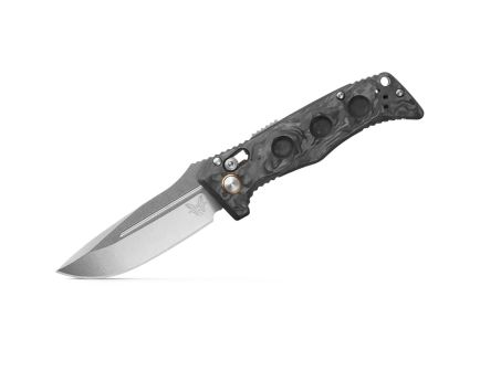 Benchmade Mini Auto Adamas Folding Drop Point Knife, Marbled Carbon Fiber - 2730-03