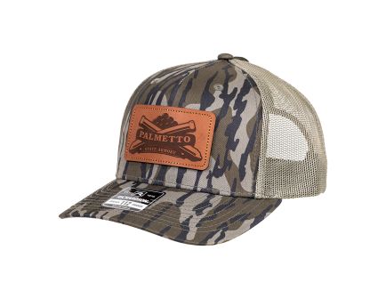 PSA Leather Patch Richardson 5 Panel Trucker Hat, Mossy Oak Bottomland