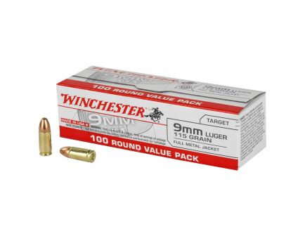 Winchester 115gr FMJ 9mm Ammunition, 100rds - USA9MMVP