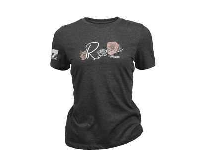 Nine Line Women’s Sig Rose Tri-blend T-Shirt, Charcoal Black