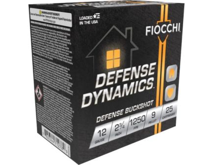 Fiocchi Defense Dynamics Defense Buckshot 12GA 2.75" 25rds 9 Pellet  -12EX9P