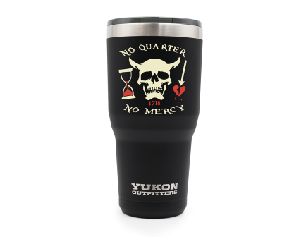 Yukon Outfitters 30 oz Freedom Tumbler, Black w/ "No Quarter" Pirate Print - MGYT30BLKNQ