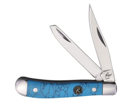 American Buffalo Knife & Tool Roper Peanut Folding Knife Clip Point/Spey, Turquoise